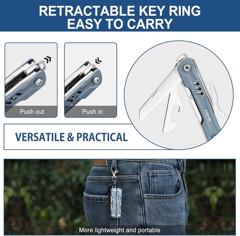 Nextool مفتاح متعدد الاستخدامات ميني سيلور S11، 11 في 1، كماشة مدمجة EDC مع سكين جيب، مقص ومفكات، أداة خفيفة الوزن صغيرة للاستخدام الشخصي، السفر، التخييم، والهدايا، جهاز رائع للرجال - Image 3
